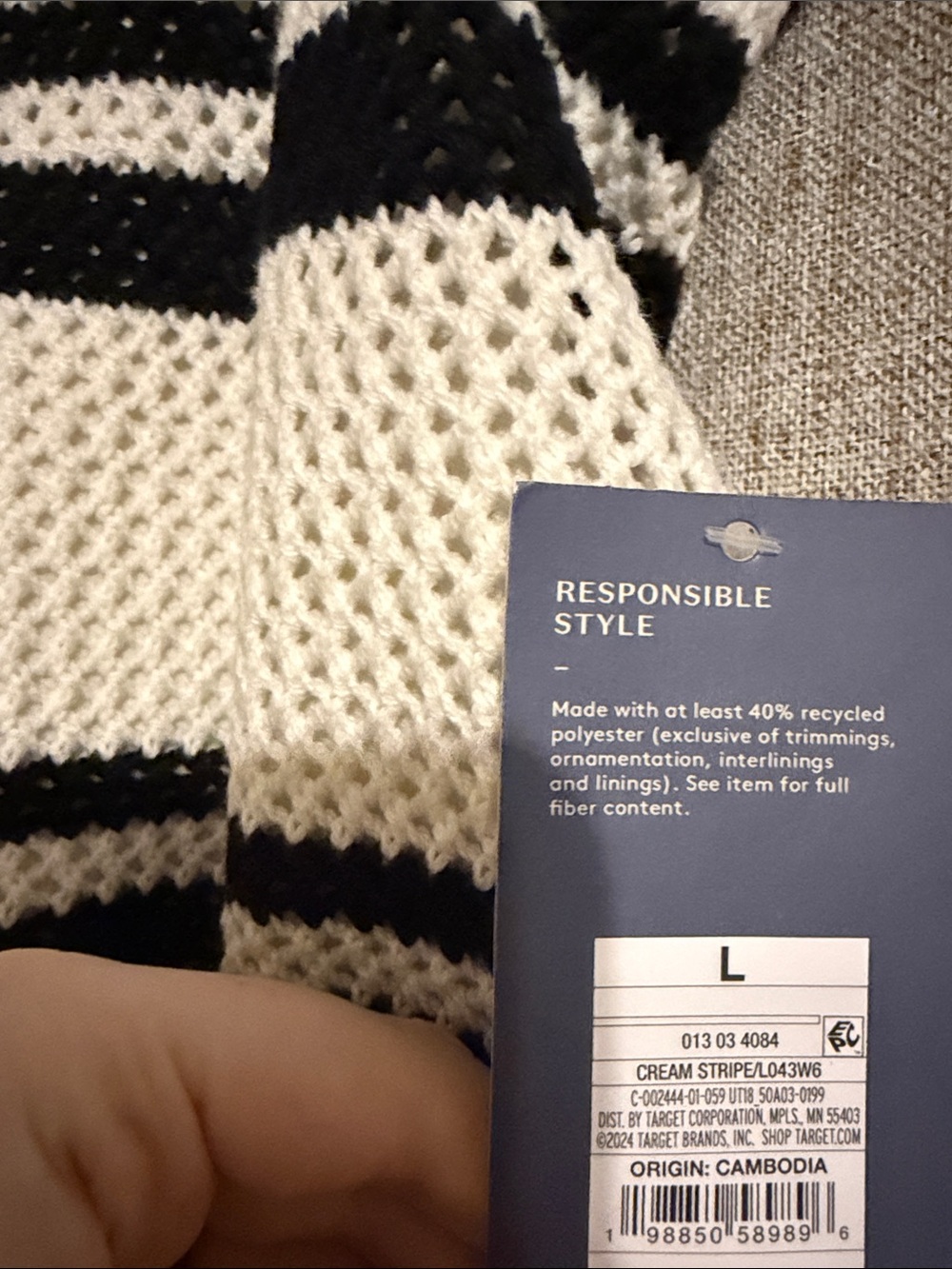 NWT Black & White Striped crotchet Shorts - Womens L - Picture 2 of 3